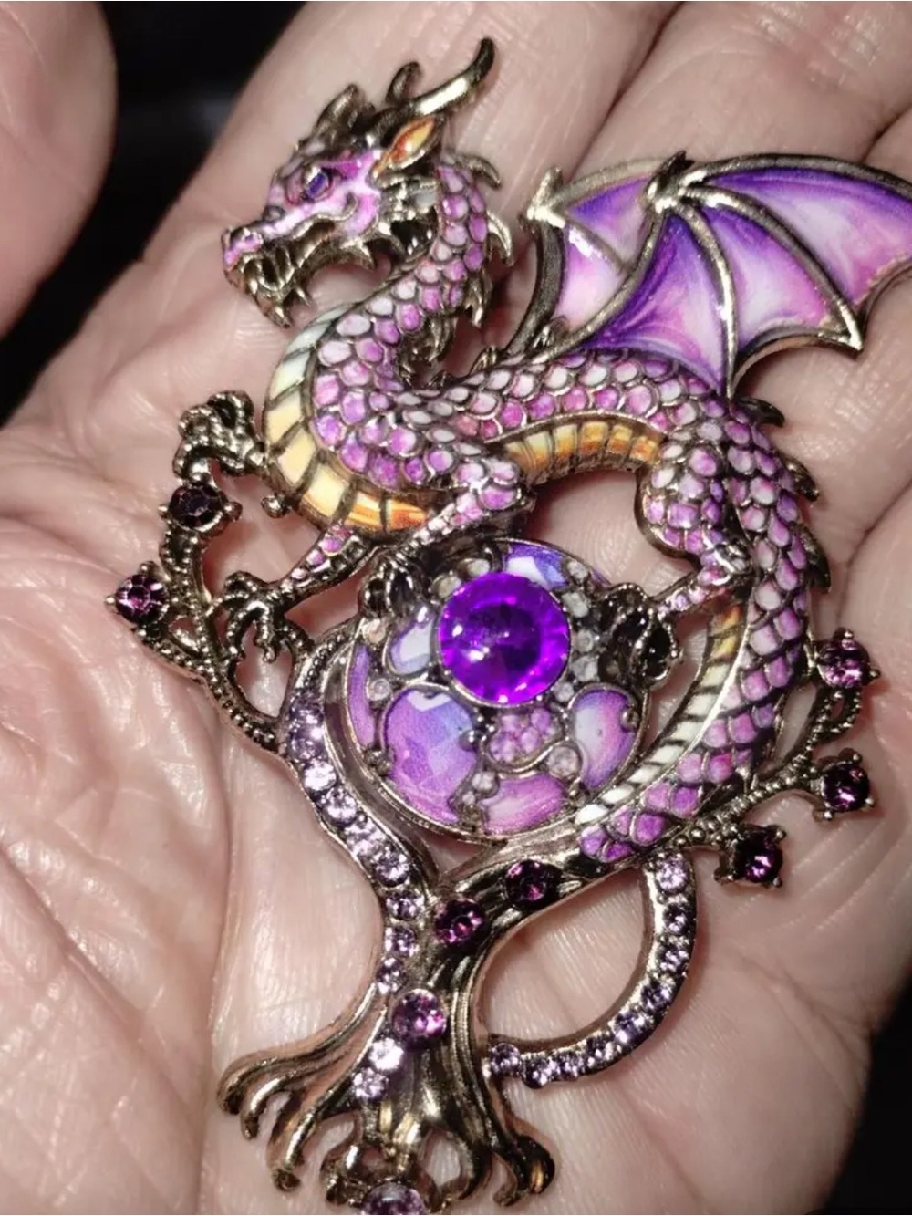 Purple Dragon Brooch Pendant - Women's Jewelry